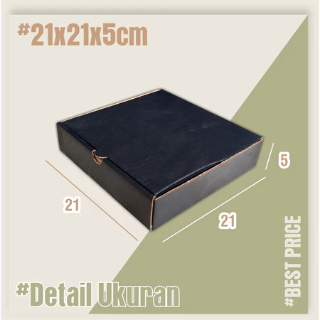 Gift Box Hampers Hitam Polos Ukuran 21x21x5cm Kardus Pizza Dus Packing Kaos