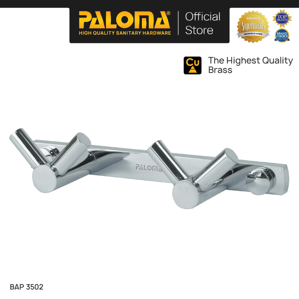 PALOMA BAP 3502 Kapstok Gantungan Handuk Baju Robe Hook Rak Hanger 4 Kait Wall Dinding Kamar Mandi B