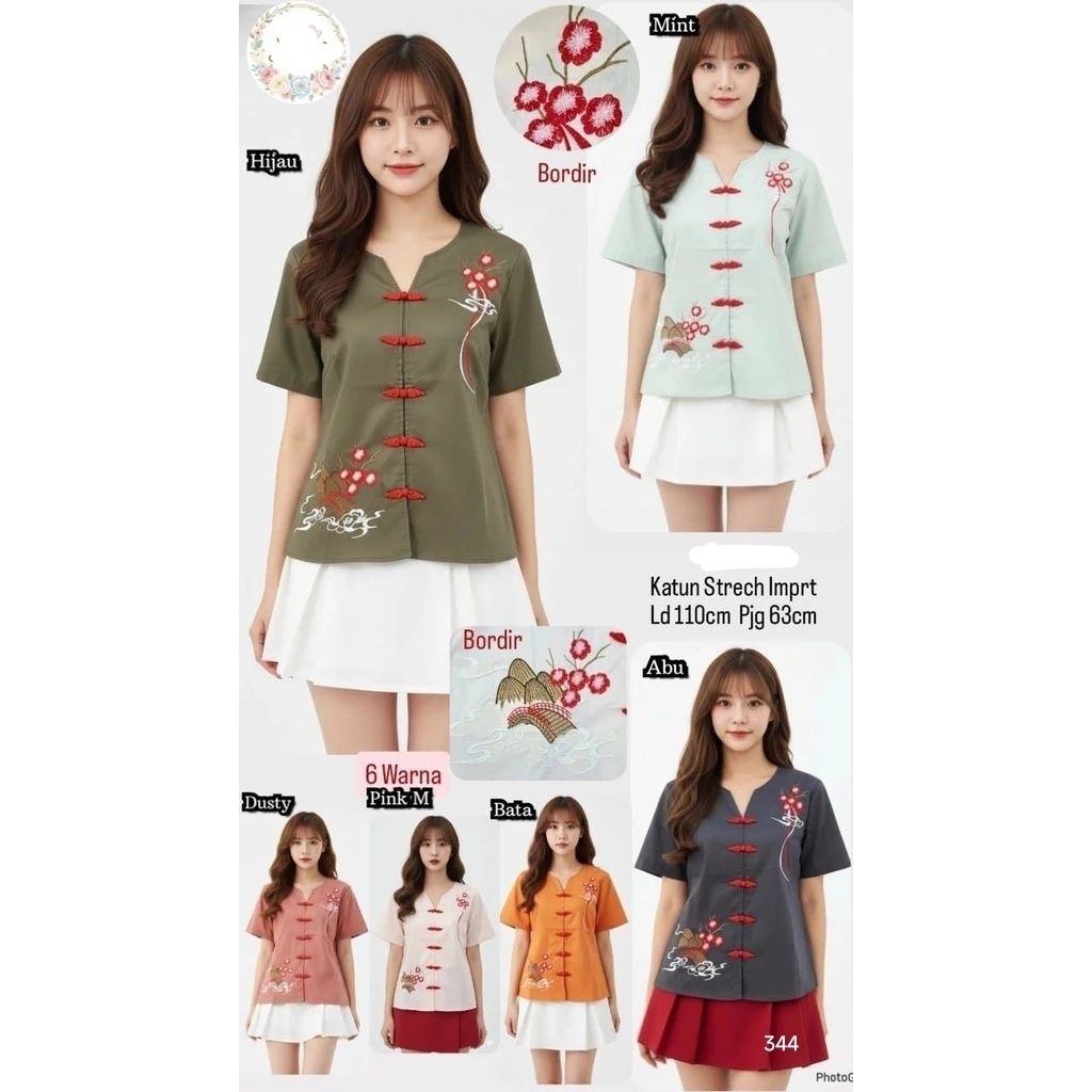 atasan blouse katun bordir import jumbo bigsize