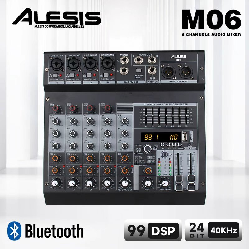 ALESIS M06 Tuner, 6 saluran Echo Tuner, Bluetooth / USB sambungan stabil Tuner pertunjukan panggung