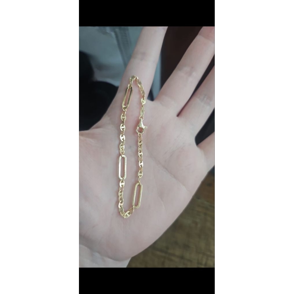 Gelang rantai tangan cd paperclip tipis emas asli 700 70% murah polos