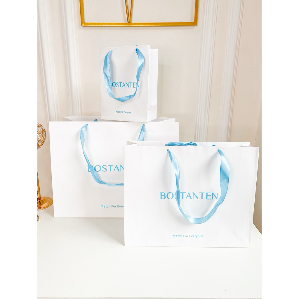 Paperbag Bostanten Biru Model Terbaru - Bungkus Kado Tas Lokal Brand - Paper Bag Bungkus Kado Handba