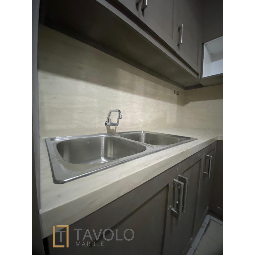 Meja Dapur Marmer Granit | Marmer Cream Ujung Pandang | Top Table Island | Backsplash | Kitchen Set 