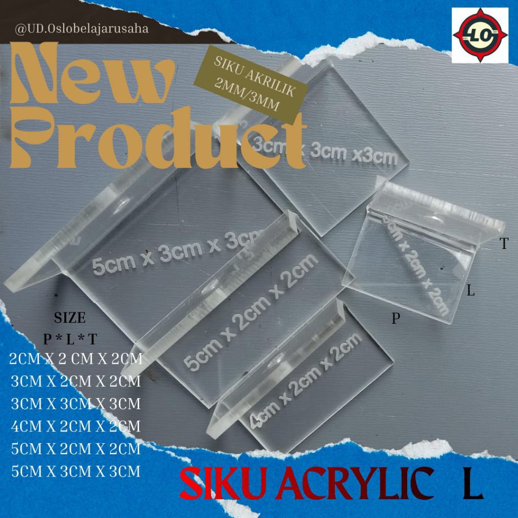 Akrilik works / Siku Akrilik L -  Dudukan Penjepit sekat meja akrilik mika