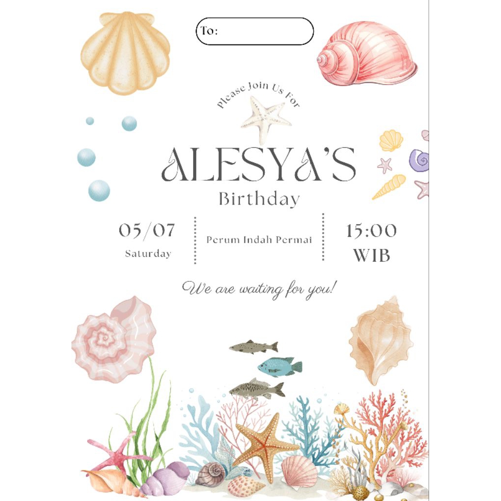 [10PCS] UNDANGAN ULTAH ANAK OCEAN || UNDANGAN ULTAH ANAK TEMA LAUT || UNDANGAN ULTAH ANAK SEA || UND