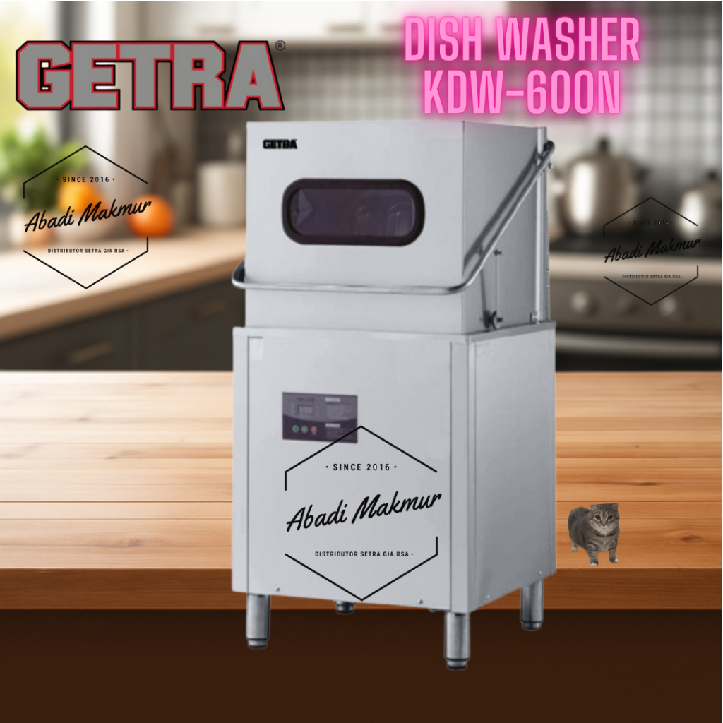 Mesin Pencuci Piring Komersial GETRA KDW-600N, Kapasitas 800 Item, Dimensi 650x1350x690mm