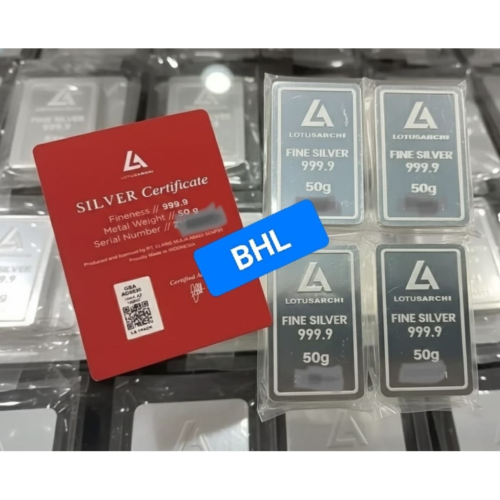 Perak Batangan Lotus Archi 999,9 Asli Murni 50gr 100 gr