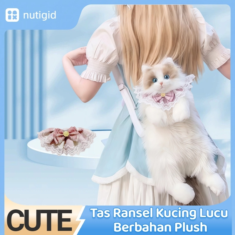 [Termasuk celemek] Tas Ransel Kucing Plush Realistis Yang Lucu/Boneka Kucing/Boneka Plush Yang Nyama