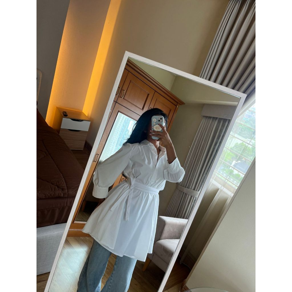 Poplin dress Putih Preloved