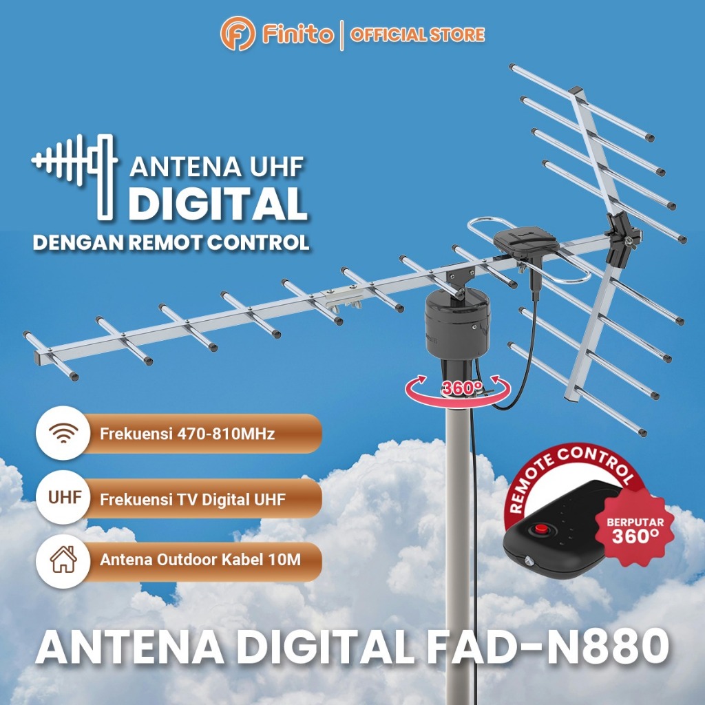 FINITO Antena Digital Remot Outdoor FAD-N880 Outdoor Antena HD TV Digital Remot