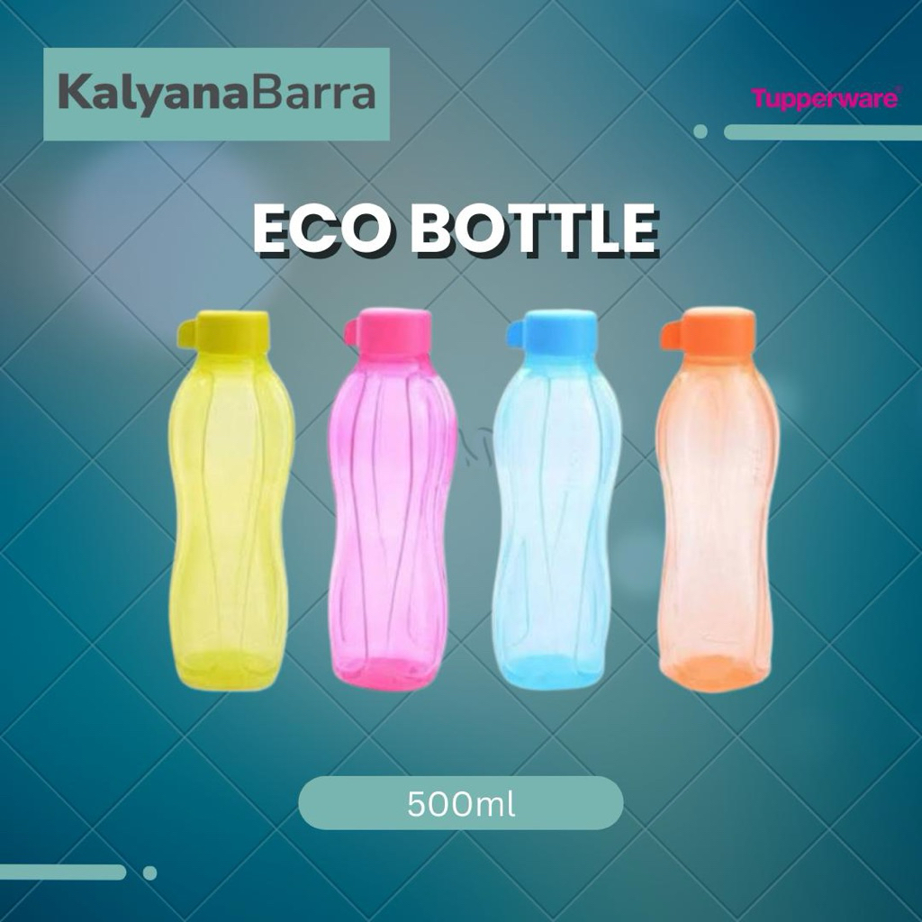 TUPPERWARE Eco Bottle 500 ml Mix – Botol Minum Rampin & Kedap Cairan | Isi 4 pc