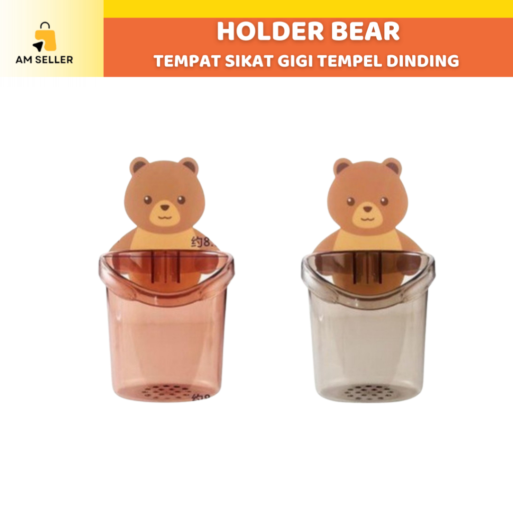 Holder Bear Tempat Sikat Gigi Tempel Dinding Kamar Mandi Odol Brush On Sabun Rak Anak Lucu Karakter