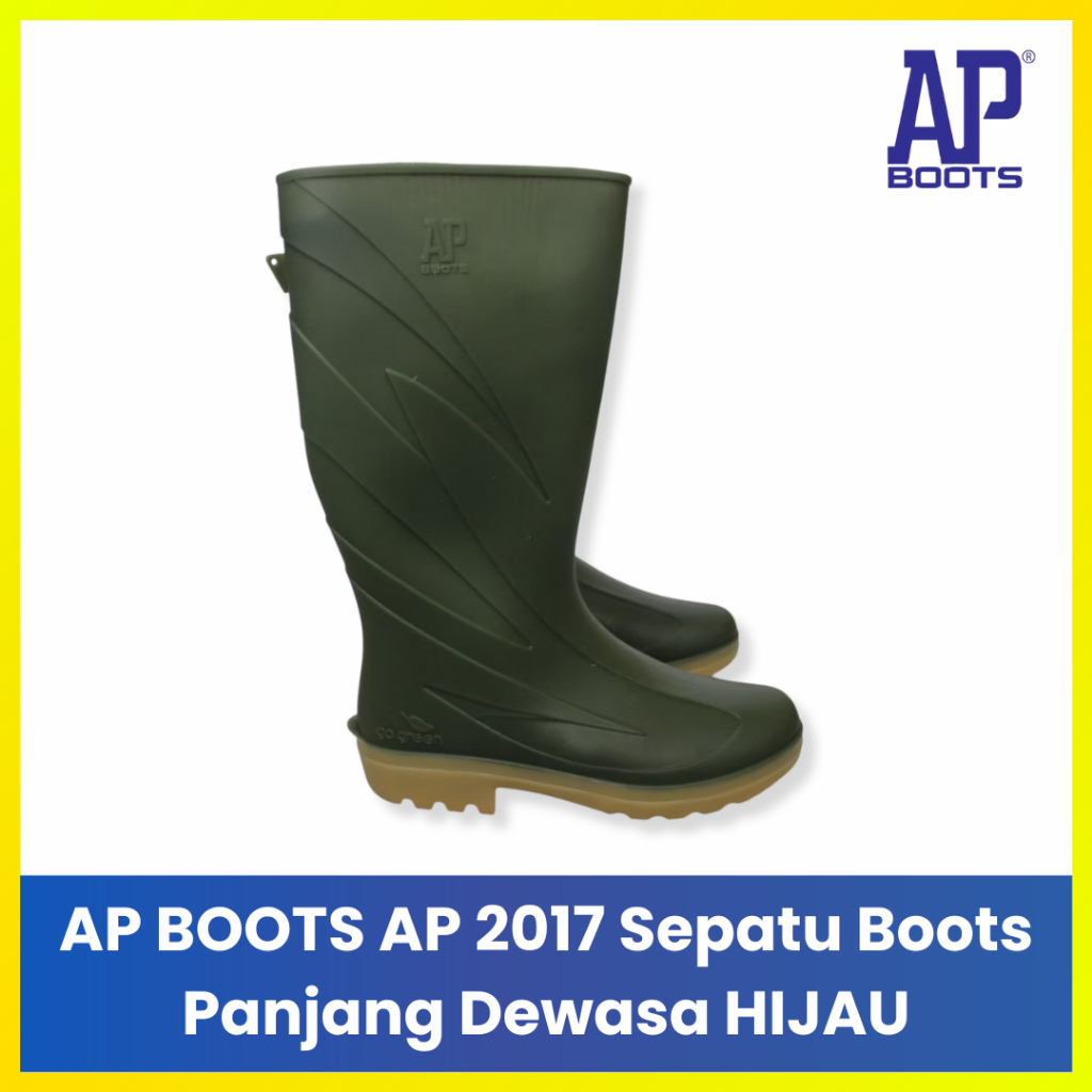 AP 2017 Sepatu Boots Green - Boot Karet Tinggi Dewasa untuk Hujan Banjir & Sawah [SIZE 38-43]