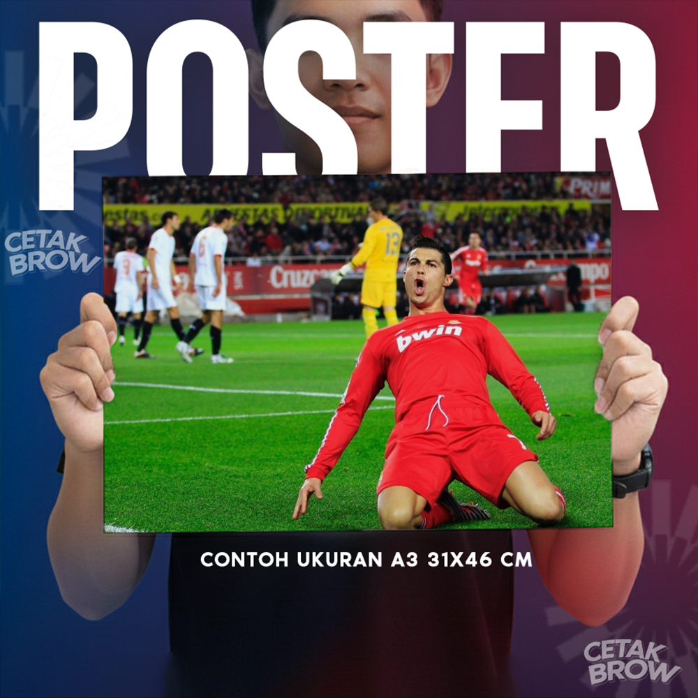 Poster Cristiano Ronaldo CR7 Premium Bisa Custom Pemain Sepak Bola Dunia GOAT Dekorasi Kamar Cowo