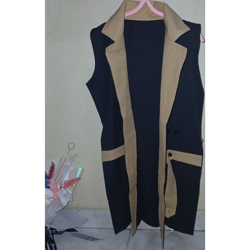 Atasan Outer Vest Wanita hitam coklat