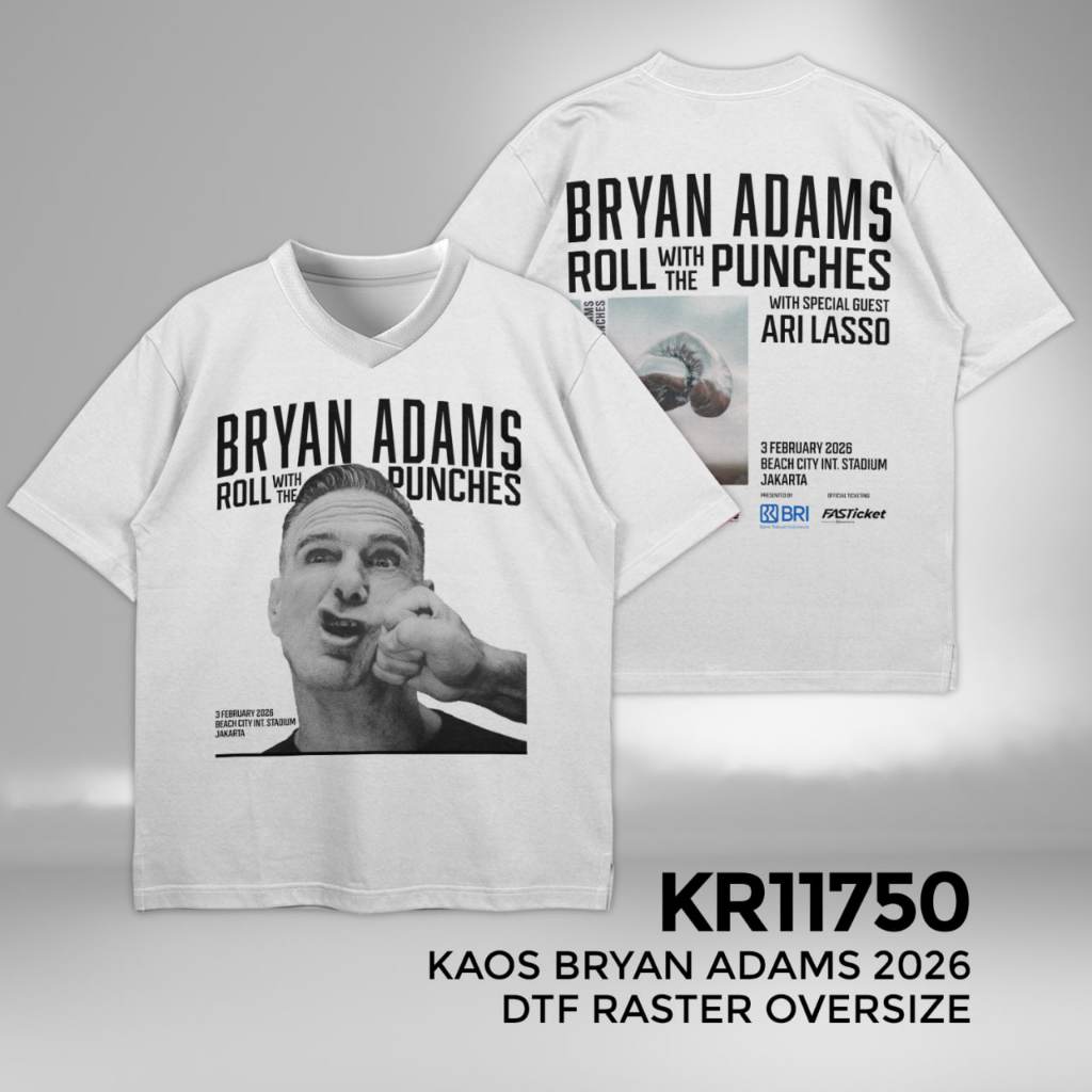 Kaos Sablon Bryan Adams DTF Raster Oversize Unisex Konser Musik 2026