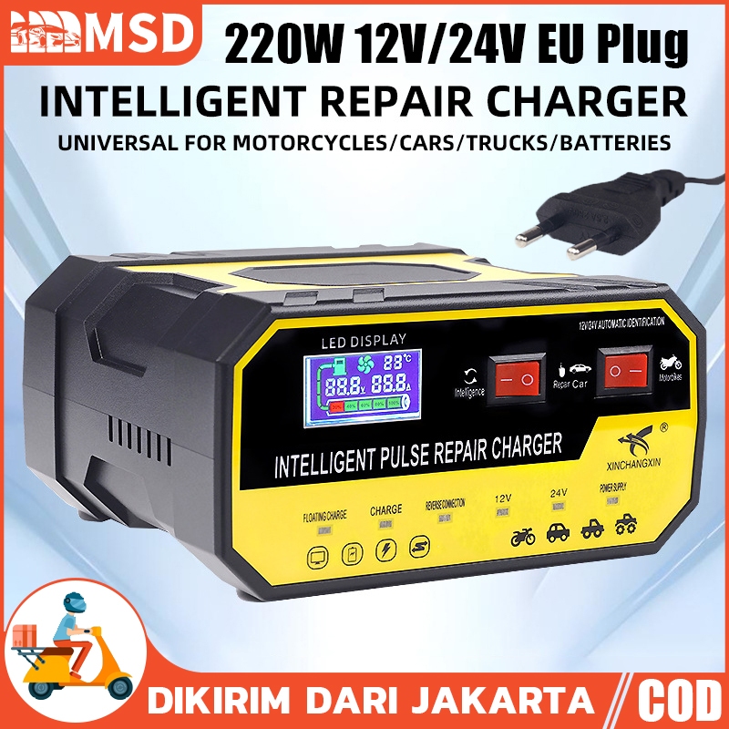Charger Aki Otomatis Smart Intelligent 12v24v 200W Auto Repair Mobil Pengisi Daya Kendaraan Perbaika