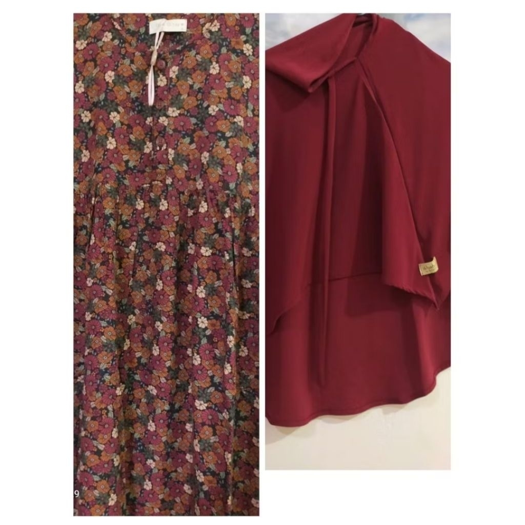 ,PL ditsy anak size 4(set hijab) gamis Jersey ungu new