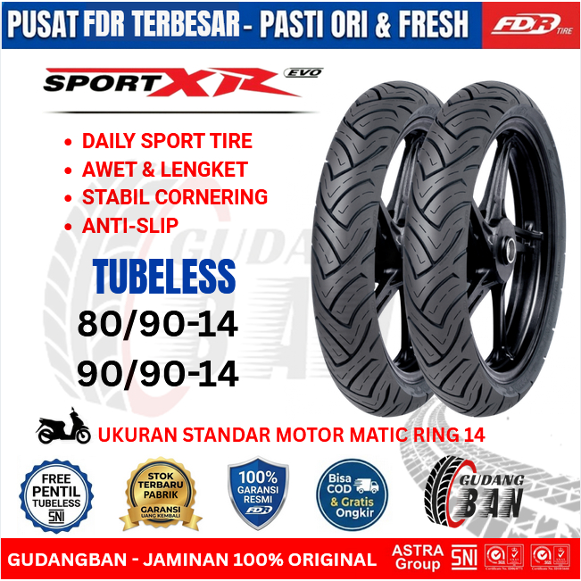 [ PAKET SEPASANG / SATUAN ] BAN FDR SPORT XR EVO RING 14 STANDAR MATIC ( Beat Vario Scoopy Genio Fin