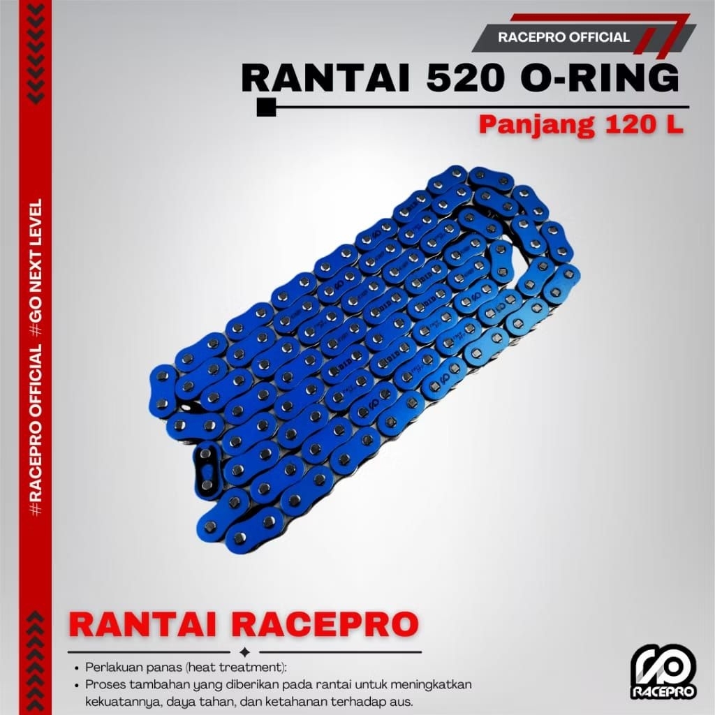 Rantai Race Pro Nassertbeet O-ring HPO 520 / 130L warna merah red blue biru black hitam emas gold fo