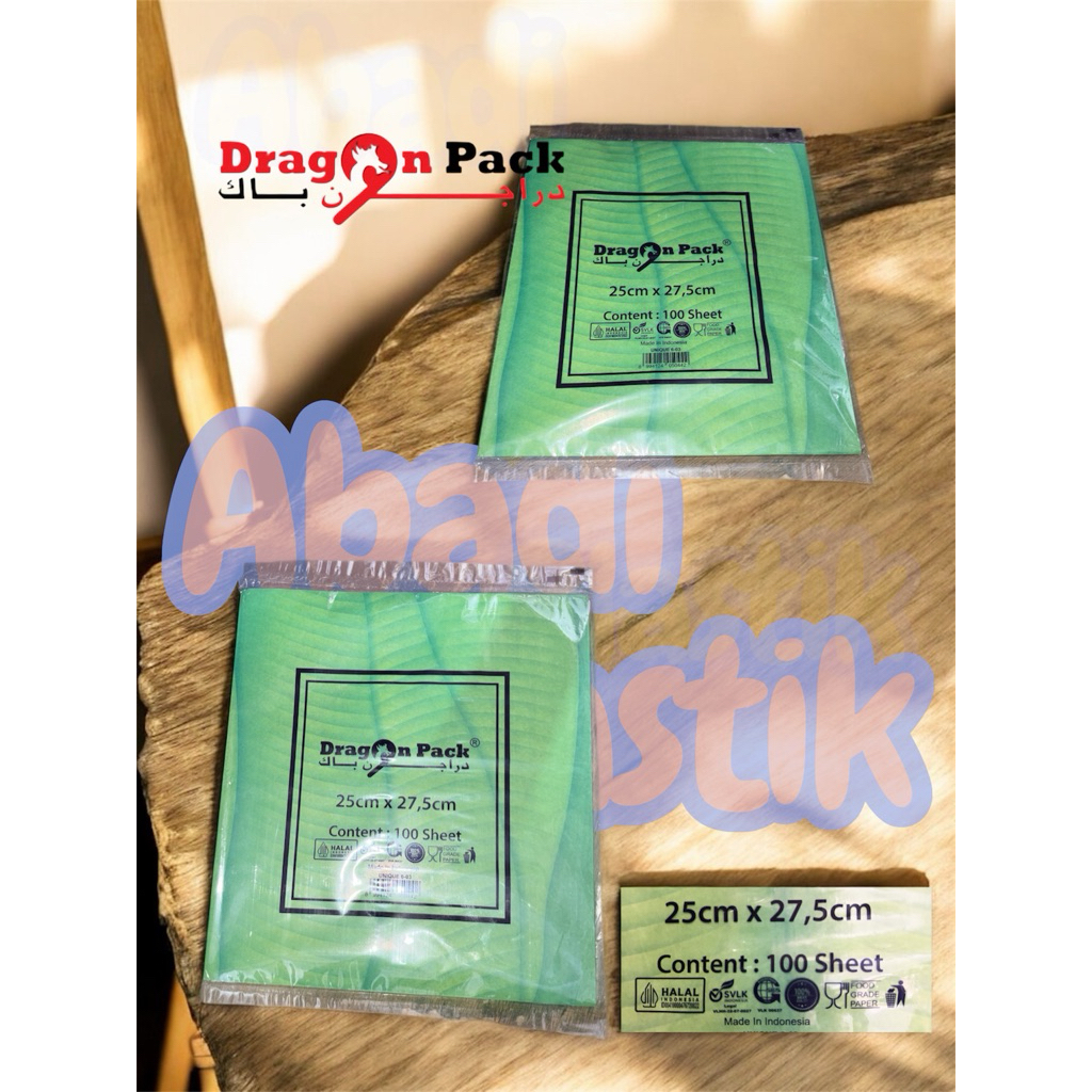 KERTAS NASI LAMINASI MOTIF DAUN/KERTAS MOTIF DAUN PISANG -100pc