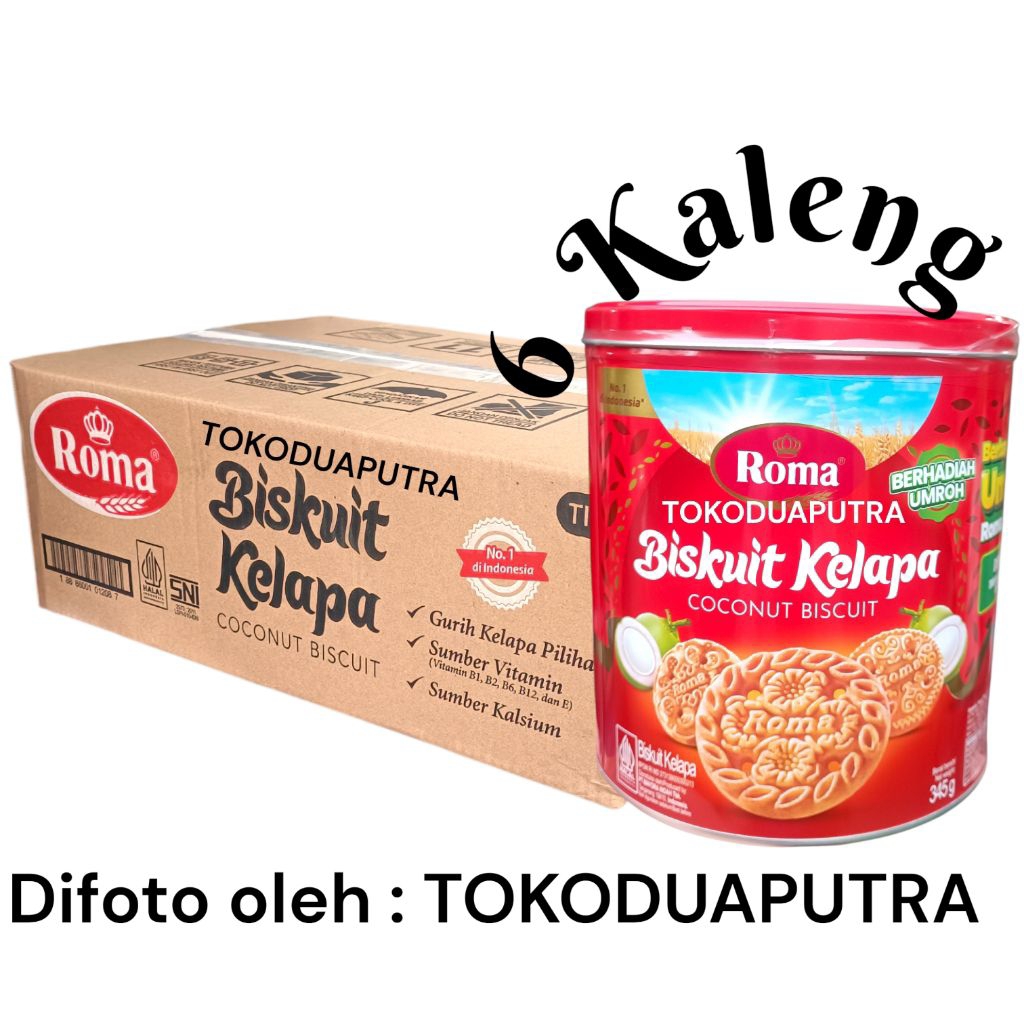 Roma Biskuit Kelapa kaleng 345 Gr X 6 Kaleng / Biskuit Kelapa Roma kaleng / Coconut biskuit Roma kal