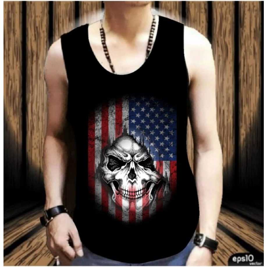 baju kaos distro / baju kaos gambar tengkorak amerika /baju kaos singlet / baju kaos lekbong/ baju k