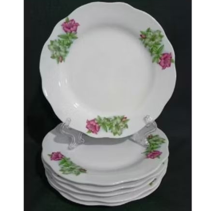 6 Piring kue lawas Bunga Kangkung d15.5