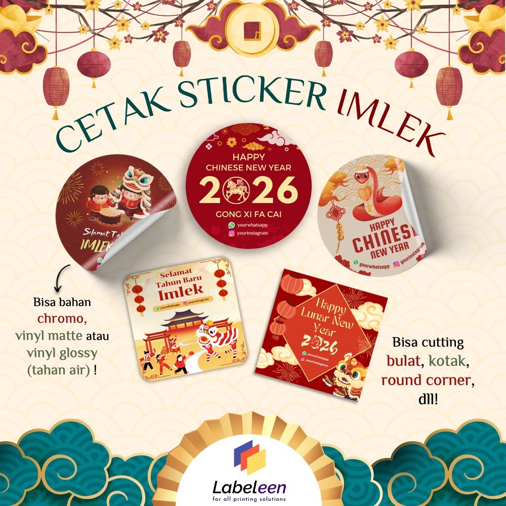 Stiker Label Imlek | Stiker Hampers Imlek | Stiker Kue Imlek | Stiker Happy Chinese New Year | Stike