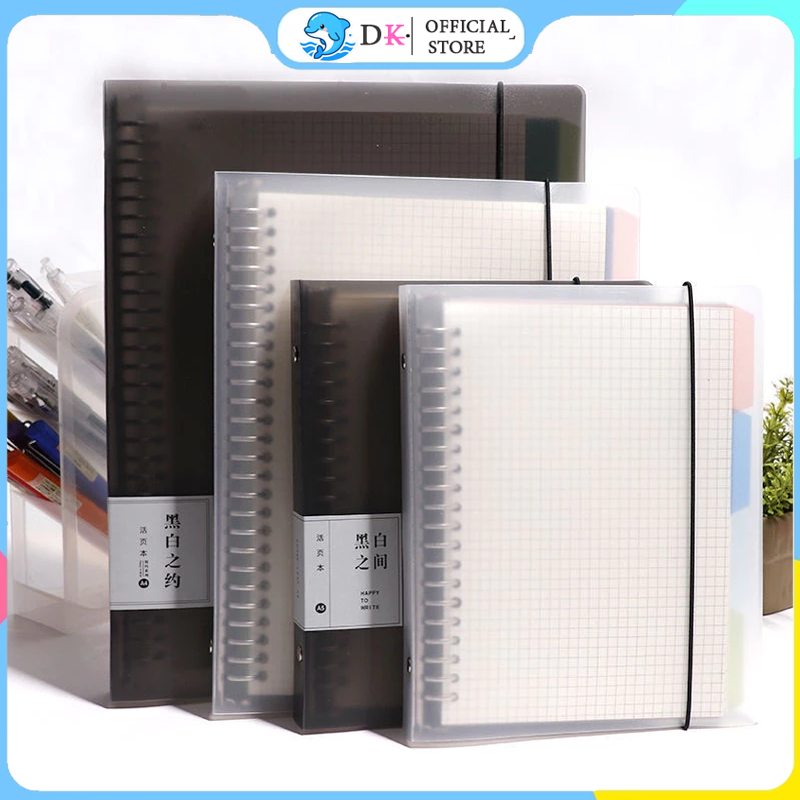 Binder A5/B5 Buku Binder Aesthetic Transparan Hitam Putih Notebook Aesthetic Korea