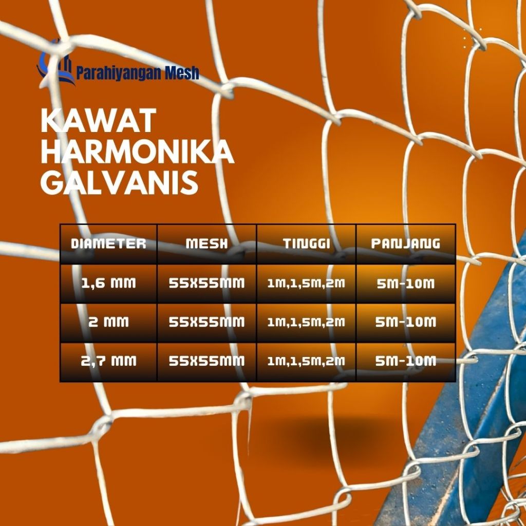 Kawat Pagar Harmonika Galvanis Tahan Karat & Serbaguna Panjang Per Roll 10 m