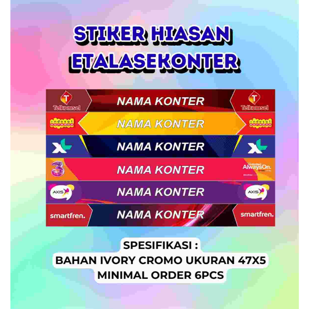 Stiker Custom Hiasan Etalase Konter/Toko Nama Konter