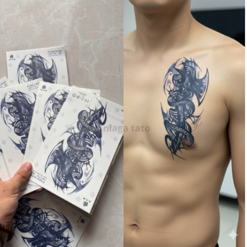 [COD] Tatto Naga Kapak SEMI PERMANEN GZ-413 | Tatto Tempel Tinta Ink Fruit | Tatto Tubuh Unisex Taha