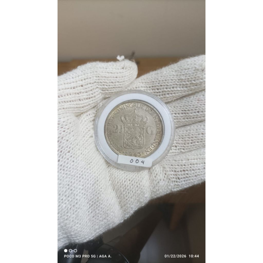 Koin Perak / Silver 72% - 2½ Gulden / 2,5 Gulden / 2.5 Gulden - Wilhelmina - Netherlands East Indies