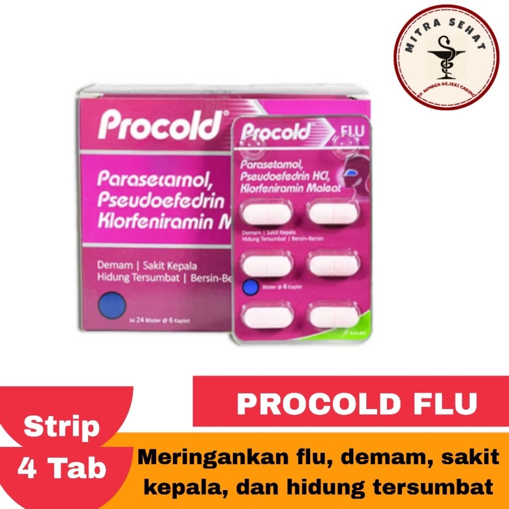 Procold Flu Strip Isi 6 Tablet - Obat Flu Dewasa Dan Anak