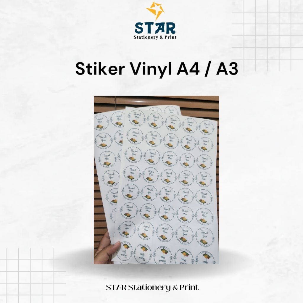 Cetak Stiker Vinyl A4/A3 Tahan Air