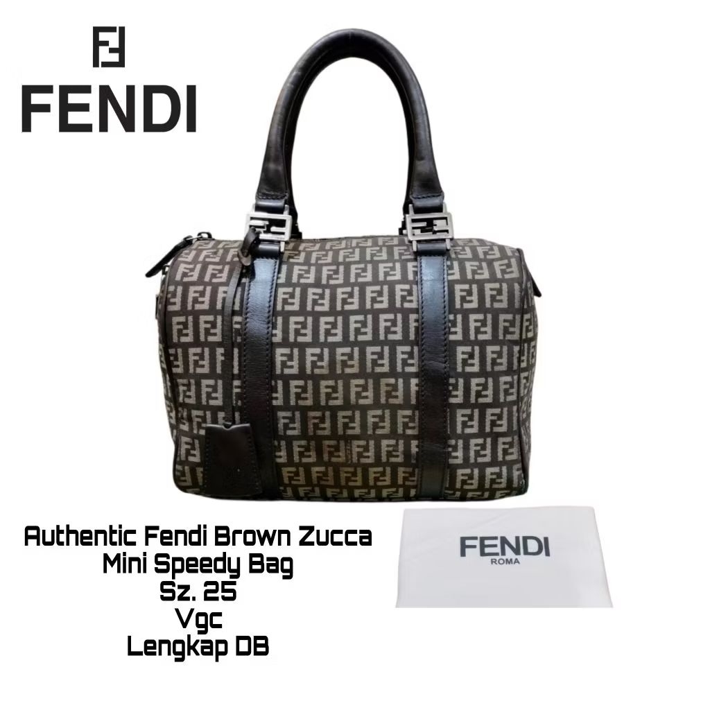 Preloved_Authentic Fendi Brown Monogram Zucca Mini Speedy Bag