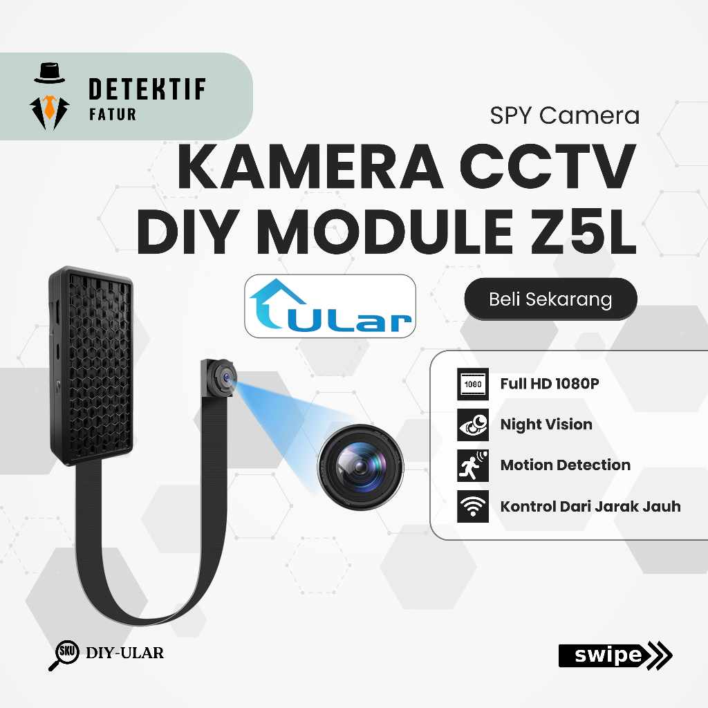 Detektiffatur Kamera Pengintai Mini DIY Module DIY-ULAR WiFi Spy IP Camera Micro Hidden Spycam 1080P