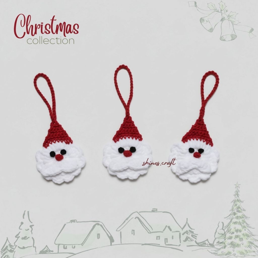 Ornamen Rajut Santa/ Hiasan Natal/ Gift Tags/ Keychain