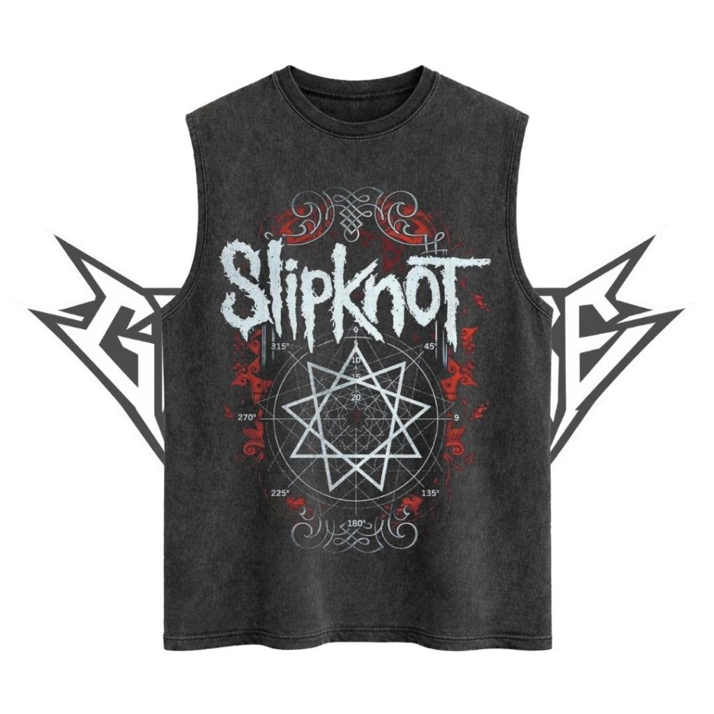 Glatosphere "Slipknot" Sleeveless Oversized T-Shirt | Stone Wash | Kaos Oversize | Vintage | Atasan 