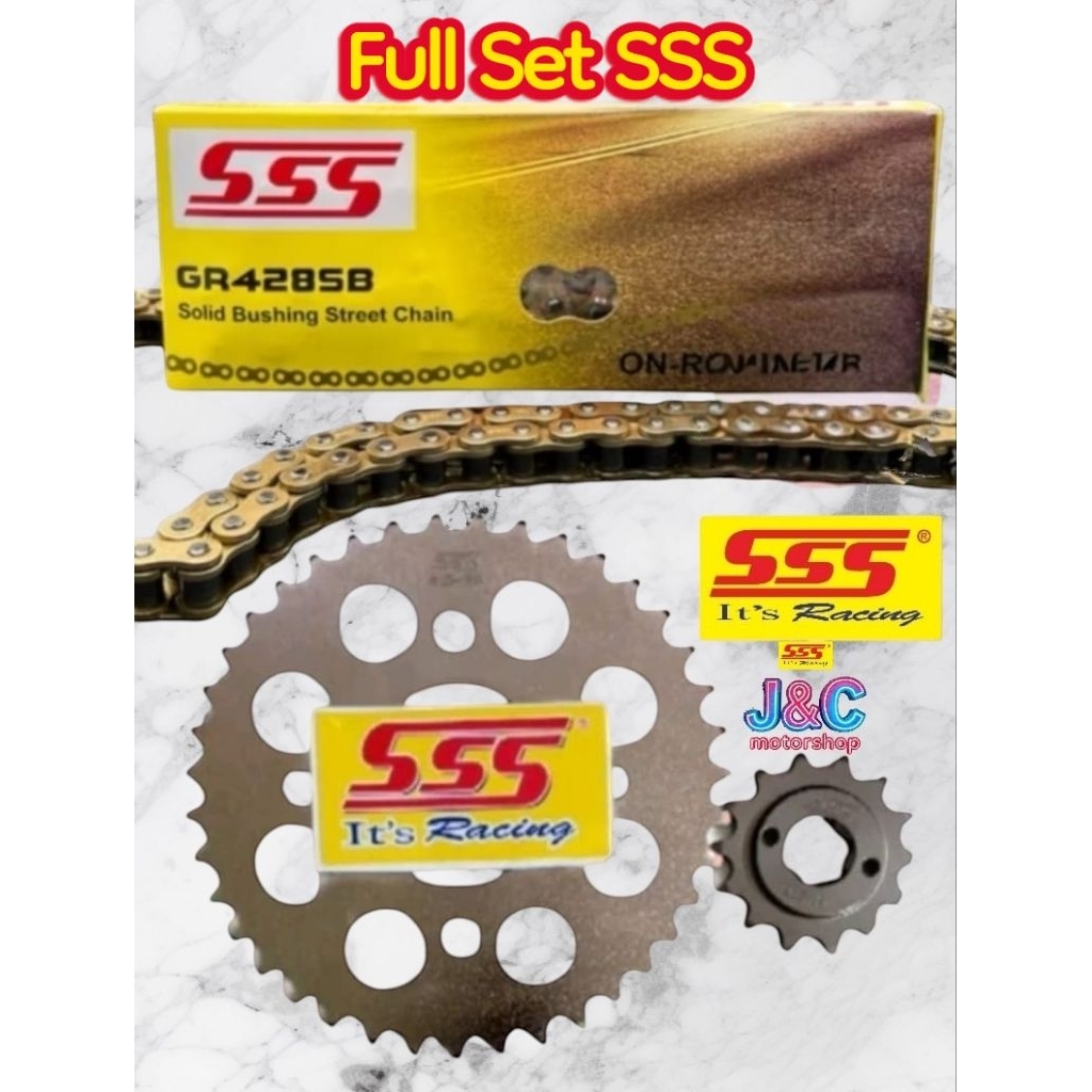 gear set FULl  SSS 428 rantai SSS sb gold random mega pro / cb 150 / cbr150 old / cb100 / verza / Ti