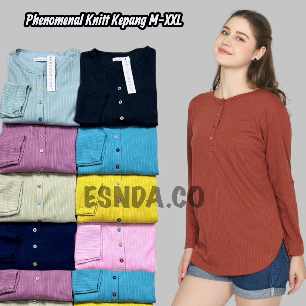Fenomenal Atasan Kaos Polos Wanita phenomenal Lengan Panjang Bahan Knitt Kepang Melar Stretch Kancin