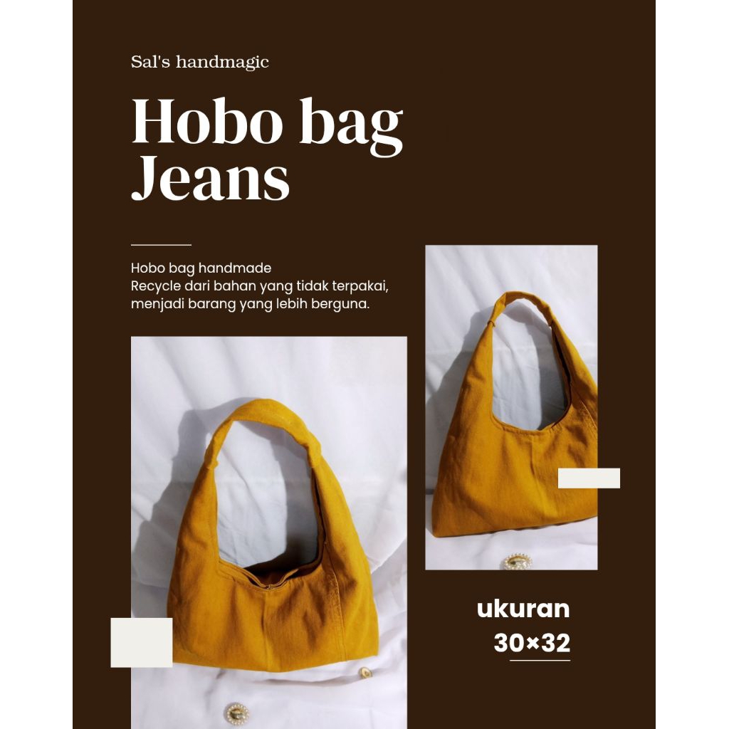 Sal's Handmagic Hobobag mini jeans / hobo bag 30×32cm  / tas mini wanita / tas handmade/ tas bahu wa