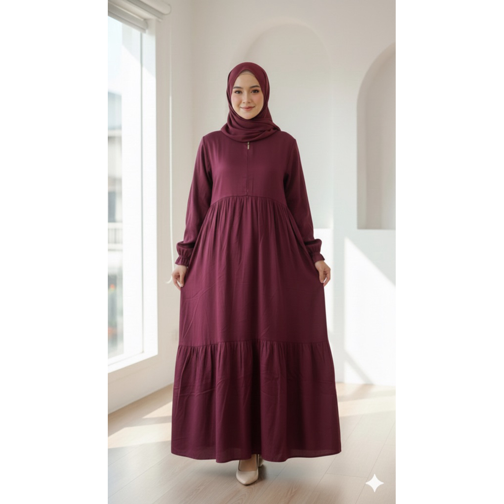 Gamis polos Rayon premium Daily Adem – LD 120 Jatuh & Nyaman Harian