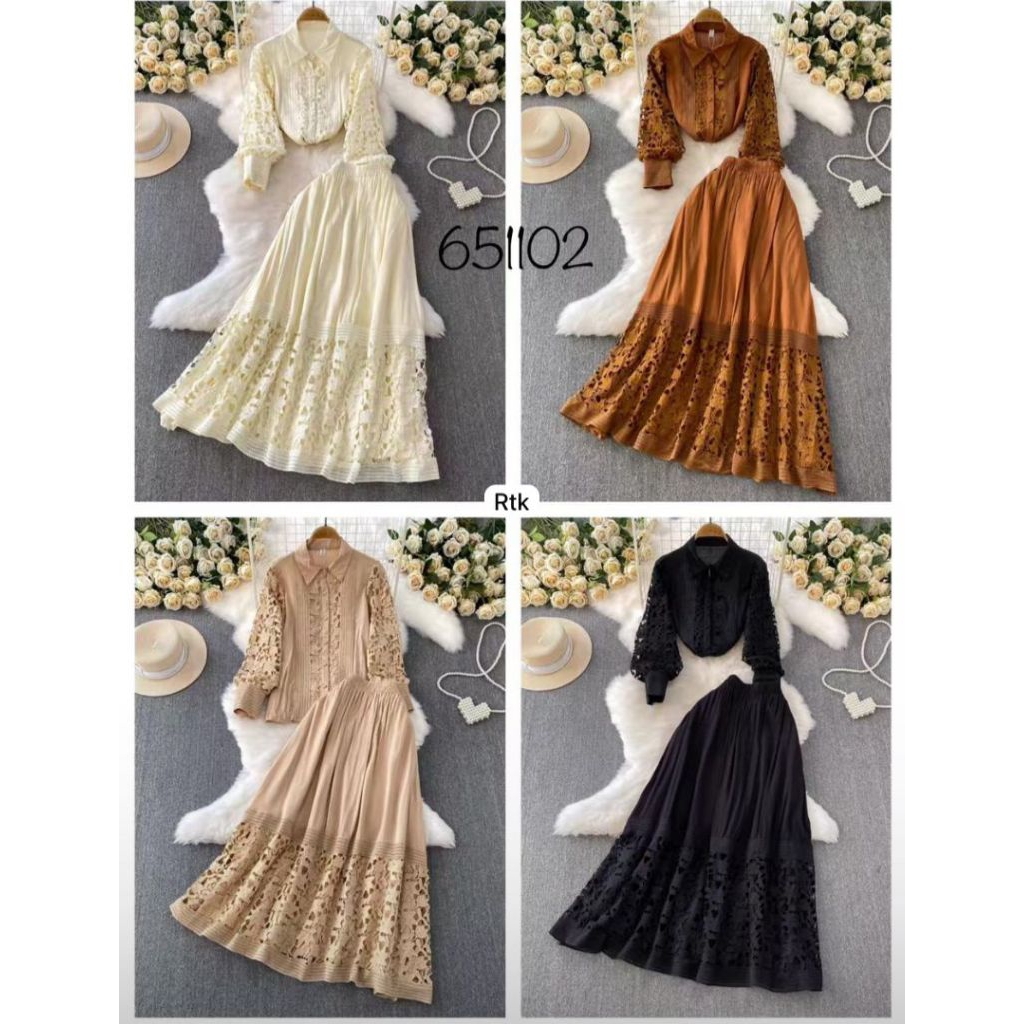 NewArrival A04.422K-3# RTK651102# - One Set Rok Katun Bordir - Atasan Wanita + Rok Katun Bordir - Ba