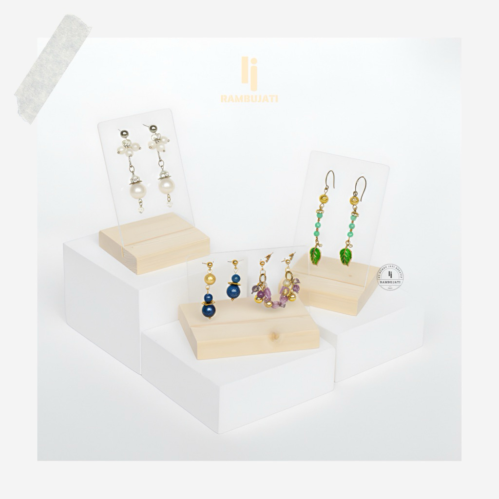 Tempat Pajangan Anting Kayu / Display Bros Jilbab Akrilik / Rak Produk Pin Hijab / Jewelry Earring H