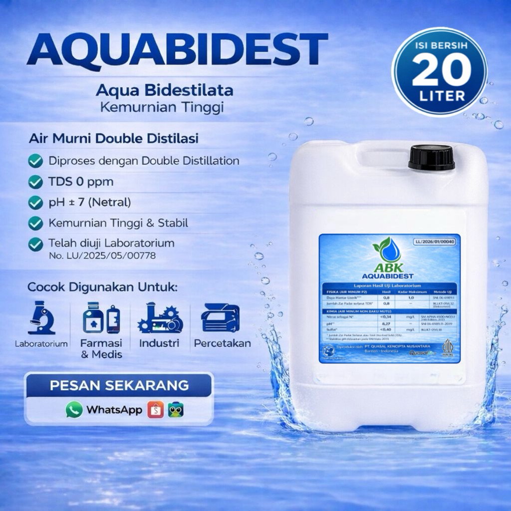 Aquabidest Aquabidestilata Aquabidest 20 Liter