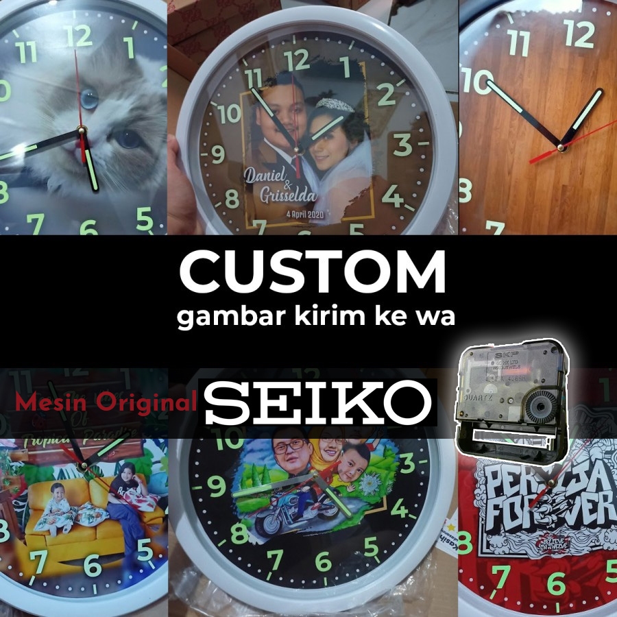 Custom jam dinding glow in the dark mesin seiko sweep original