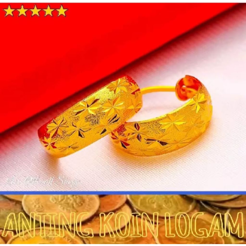 TERBUAT DARI BAHAN KOIN LOGAM ASLI 1991 ANTING MOTIF BATIK MEWAH