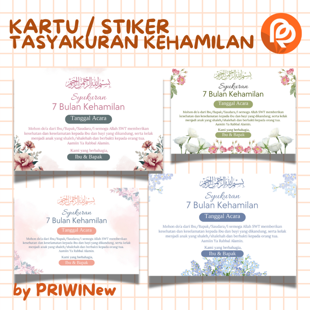 KARTU STIKER SYUKURAN 4 BULANAN 7 BULANAN TASYAKURAN KEHAMILAN